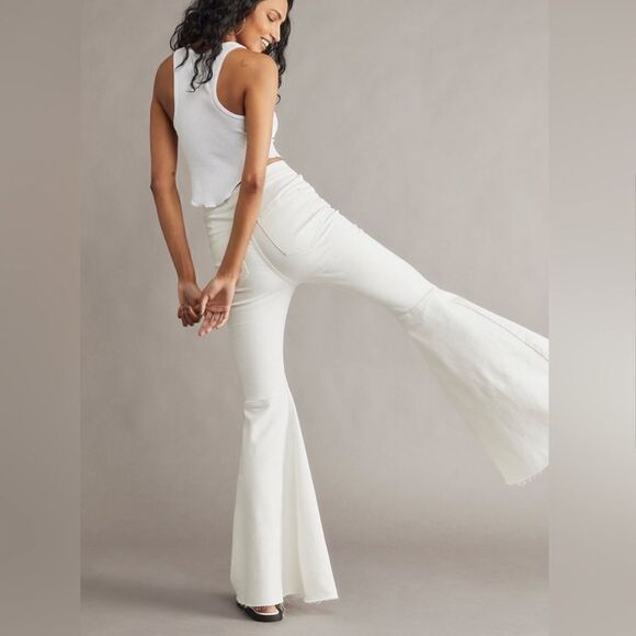 Free People We The Free Just Float Wide Leg Jean White Raw Hem 24x30 - Picture 14 of 14